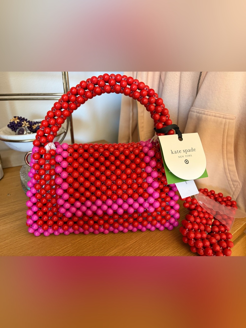 kate spade Red & Pink Beaded Mini Bag